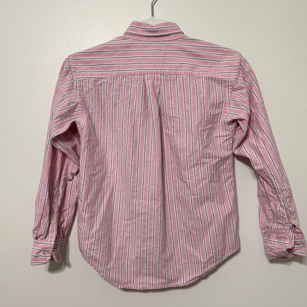 Ralph Lauren Boy’s Striped Button Up Shirt Size 8/10 Cotton Pink blue